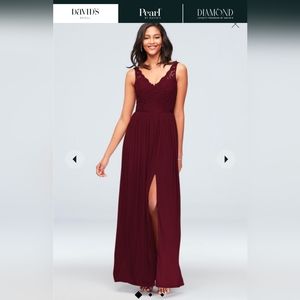 David's Bridal Lace and Mesh V-Neck Bridesmaid Dress